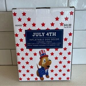 July 4th Uncle Sam Inflatable Dog Decor 3.93 Ft Tall New Unopened!